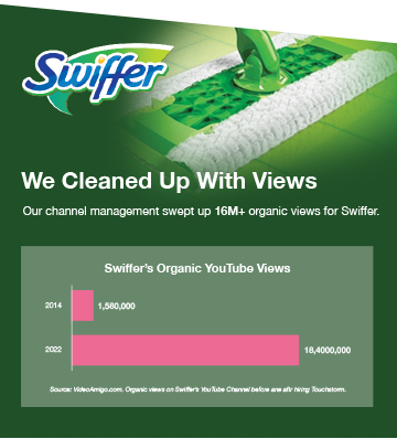 YouTube Case Study - Touchstorm's channel management team swept up 16 M+ organic views for Swiffer.